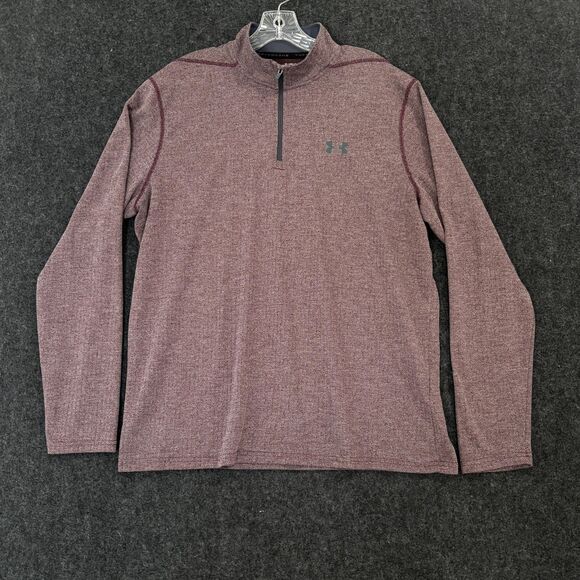Under Armour Pullover Men's XL Burgundy Quarter 1/4 Zip HeatGear Threadborne - Picture 1 of 6